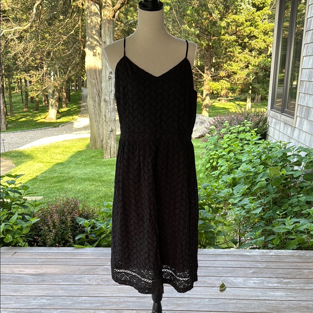 LOFT Black Spaghetti Strap Midi Sundress - Picture 1 of 7